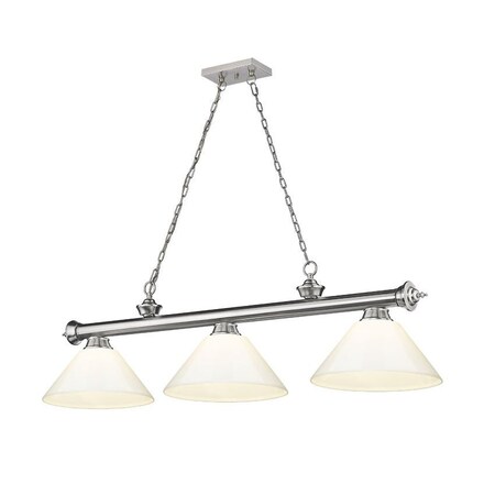 Z-Lite Cordon 3 Light Billiard, Brushed Nickel & White 2306-3BN-PWH